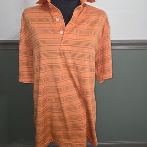 PGA Tour Orange Striped Polo Shirt